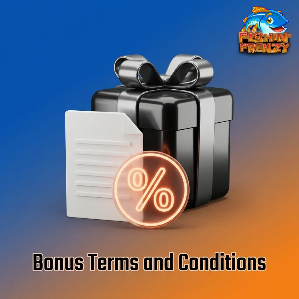 Fishin Frenzy bonus terms including wagering requirements, time limits, game restrictions, max bet, and withdrawal caps.