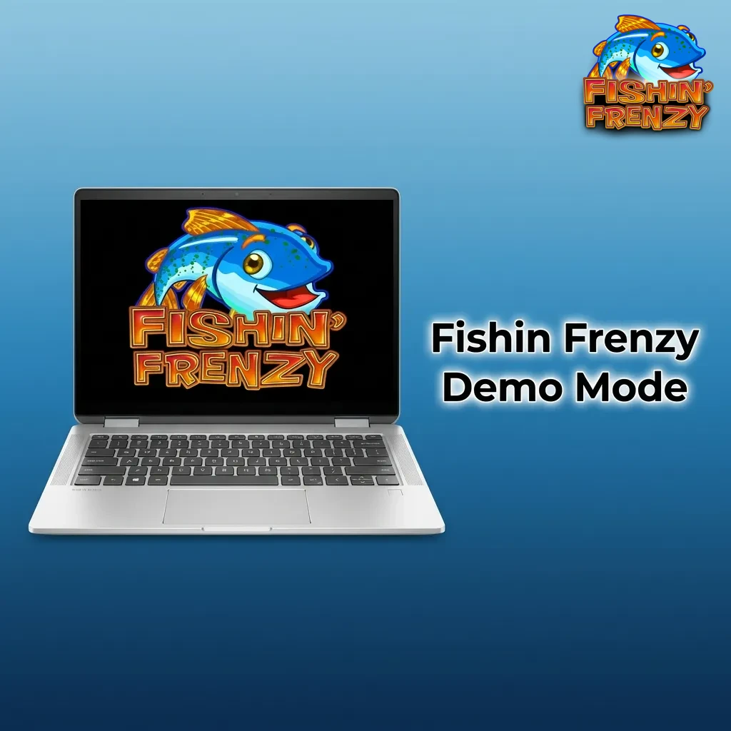 Fishin' Frenzy demo mode interface showing reels, paylines, and free-play credits for risk-free practice
