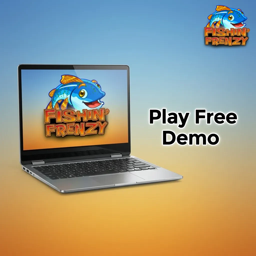 Player testing Fishin Frenzy slot game in free demo mode on computer screen